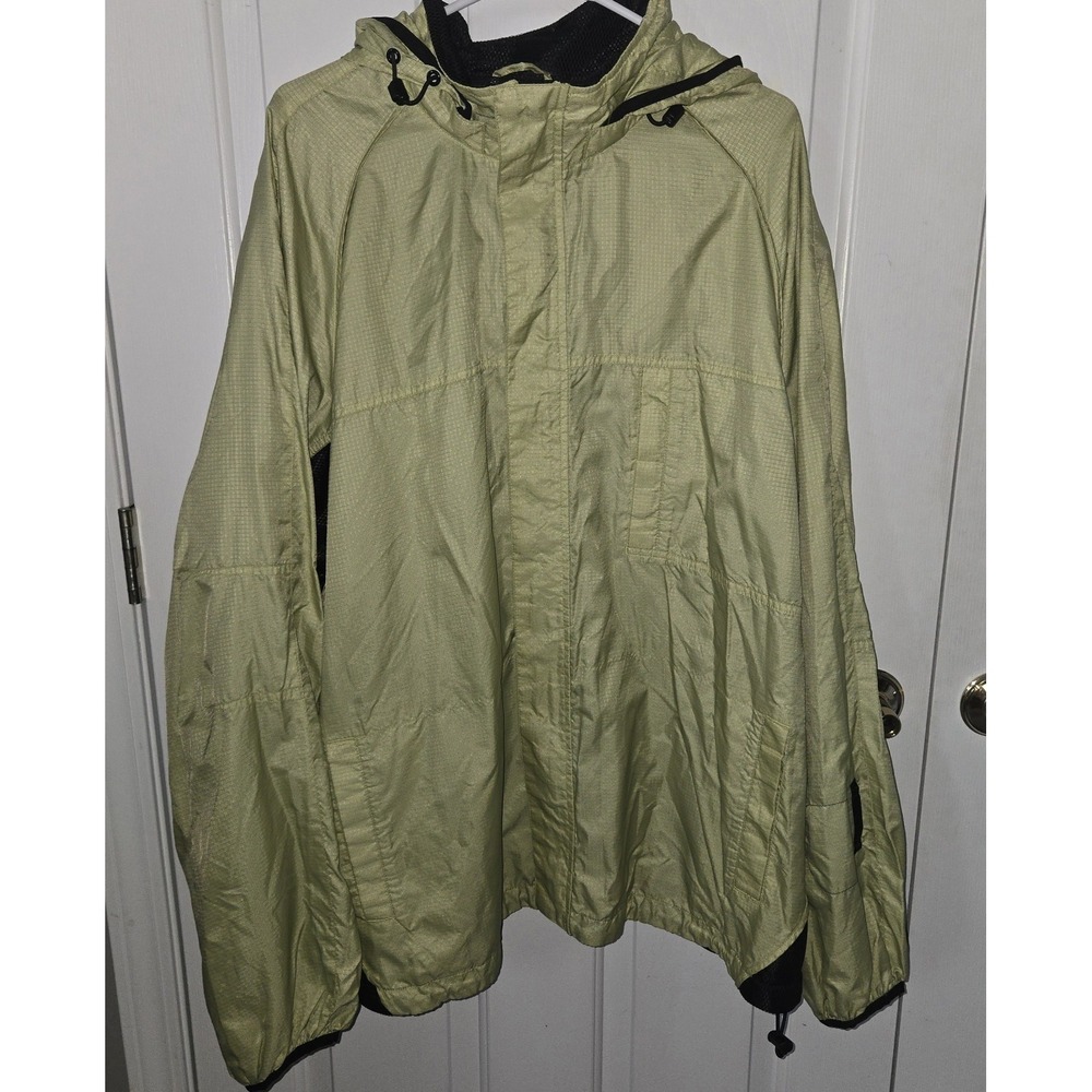 Old Navy Mens XXL Lime Green Ripstop Hooded Windbreaker Mesh Lined Jacket